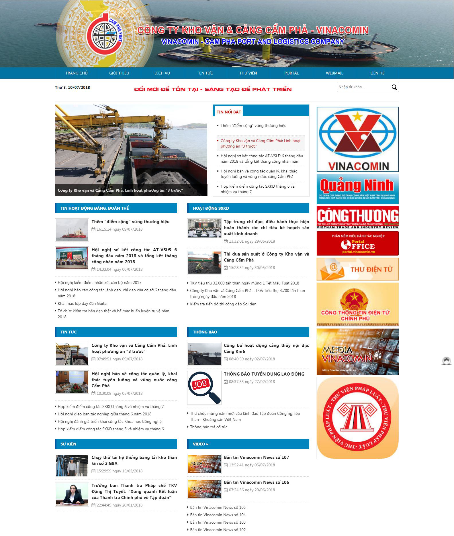 Thiết kế web Công ty Kho Vận & Cảng Cẩm Phả