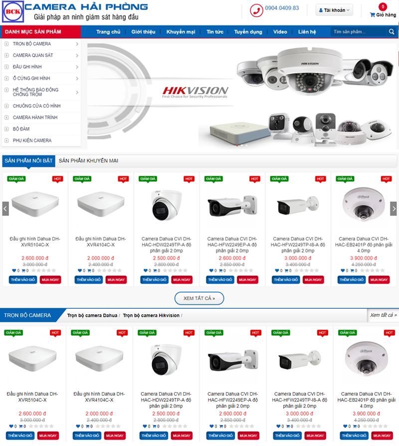 Thiết kế website Camera Hải Phòng Công ty BCK