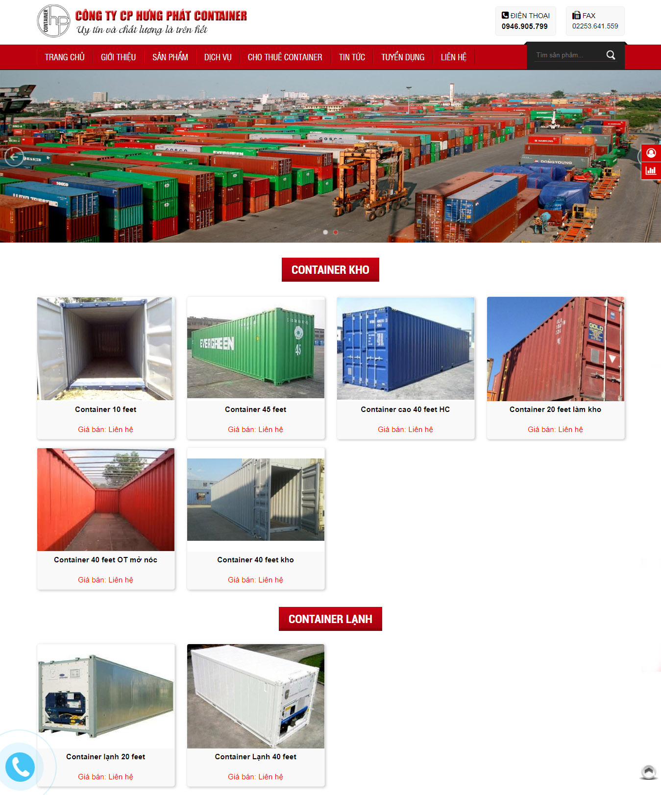 Thiết kế lại website Hưng Phát Container