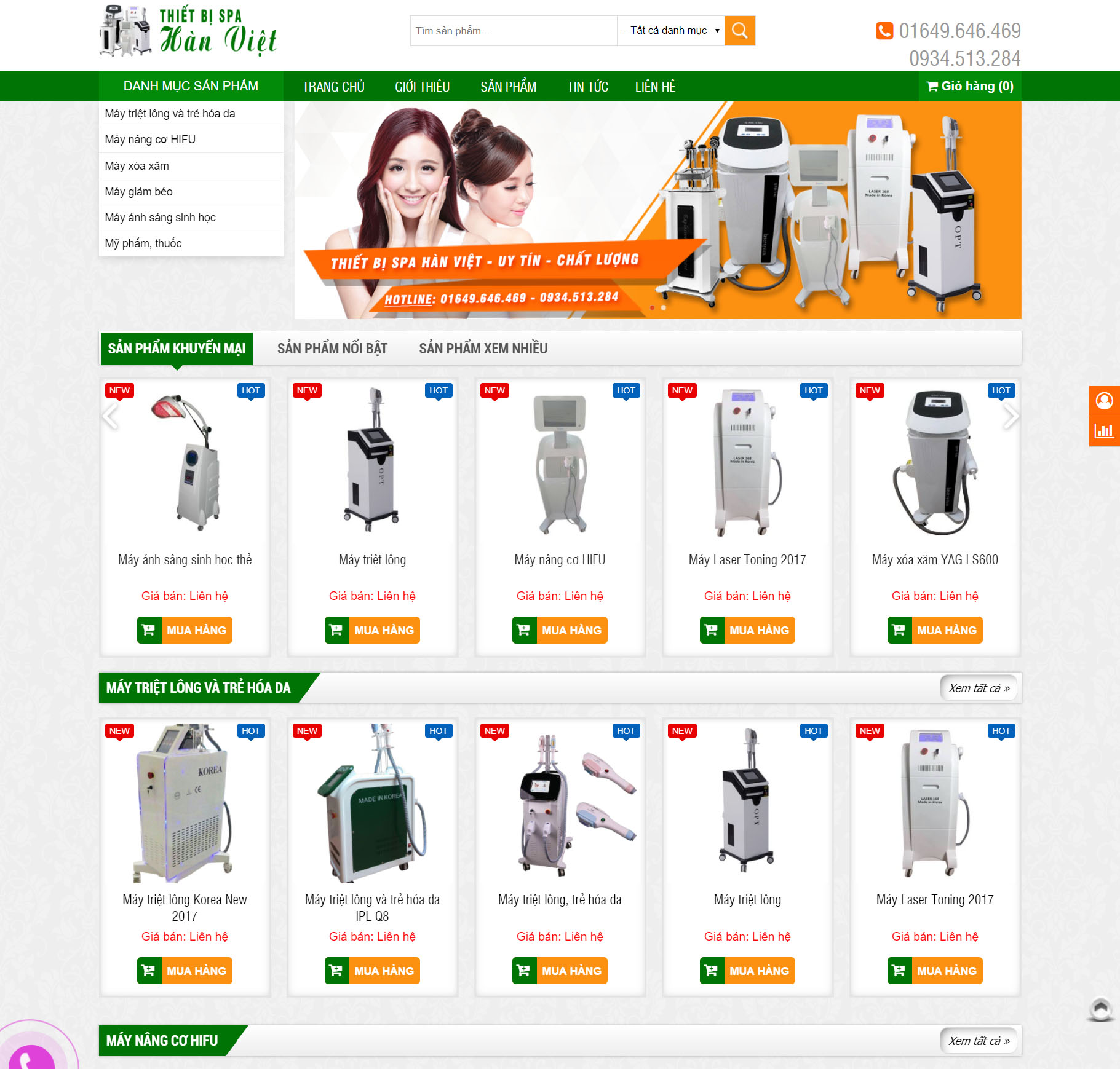 Thiết kế web Thiết Bị Spa Hàn Việt