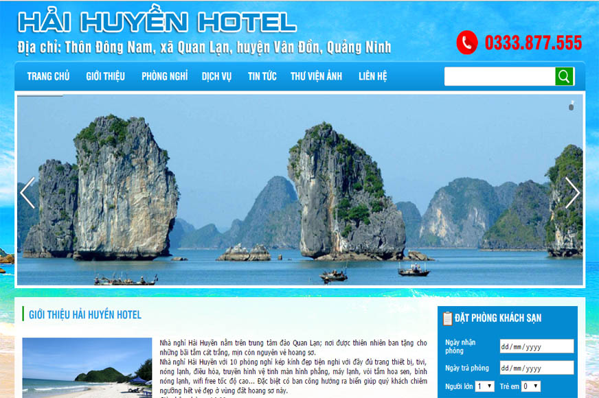 Thiết kế website Khách sạn Hải Huyền Quan Lạn