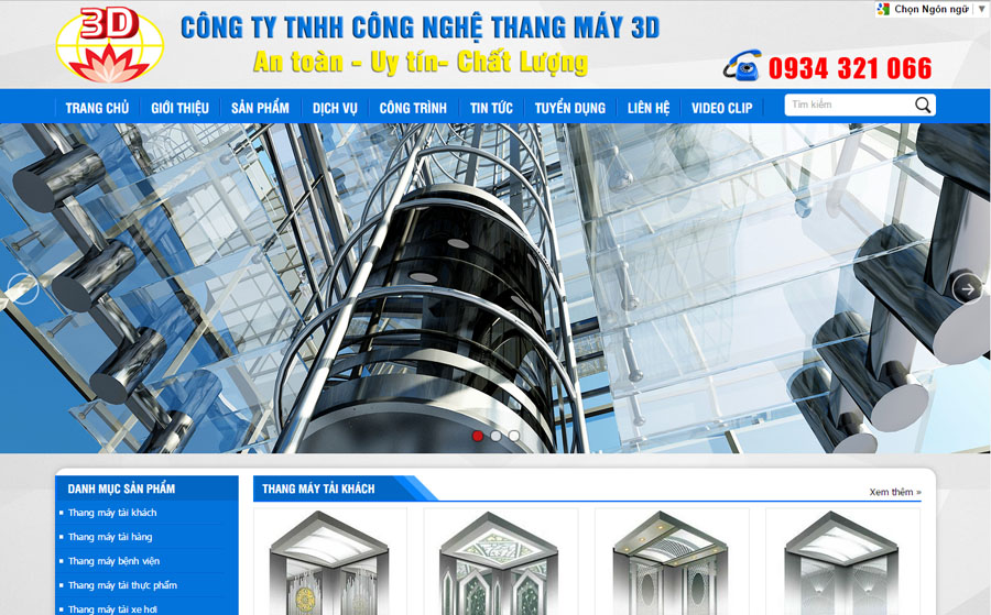 Thiết kế web Công ty Thang Máy 3D