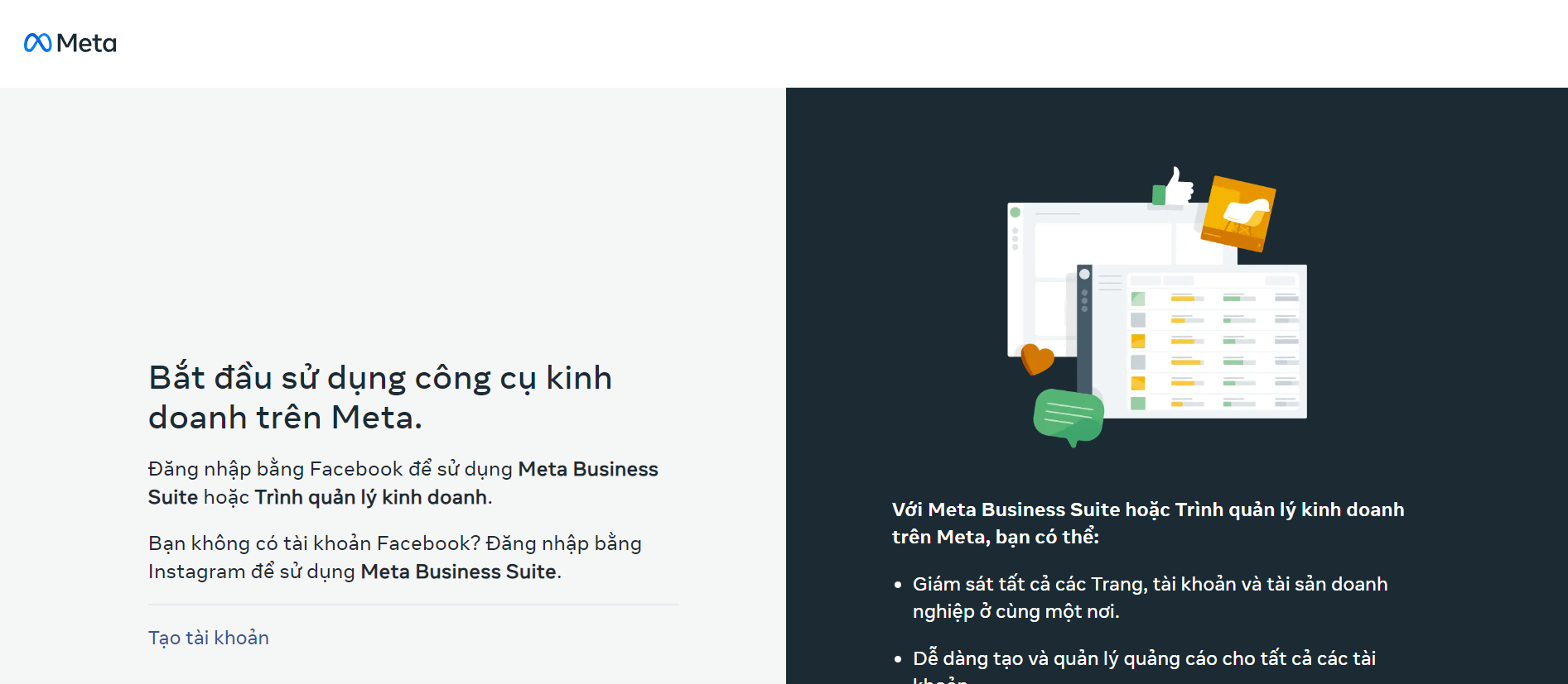 Tạo tài khoản business chạy quảng cáo Facebook - cách chạy quảng cáo fanpage