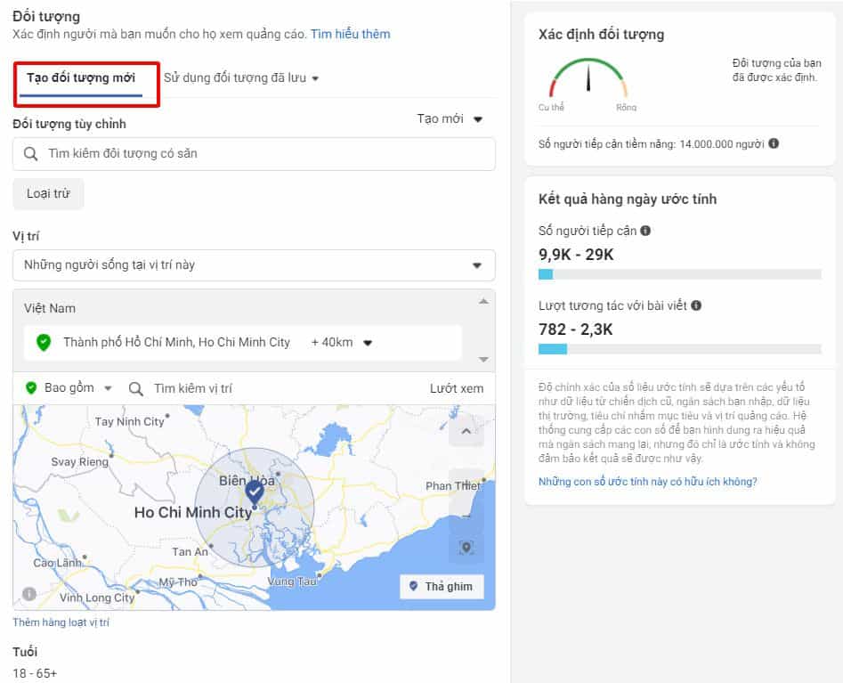 Chọn đối tượng quảng cáo facebook dựa trên vị trí địa lý