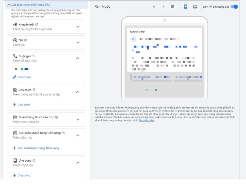 tiện ích mở rộng Google Ads