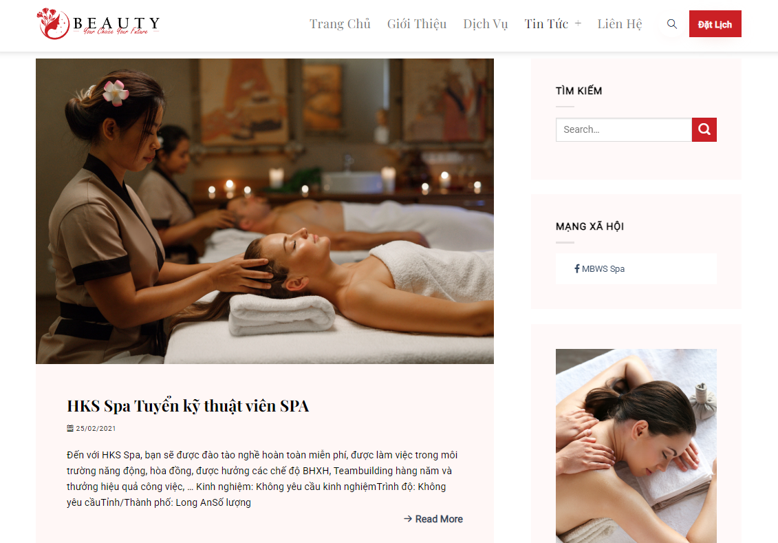 Website Thẩm Mỹ Viện WS Spa do Mắt Bão WS thiết kế