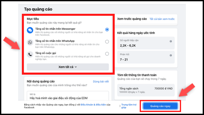 Tạo quảng cáo mới 