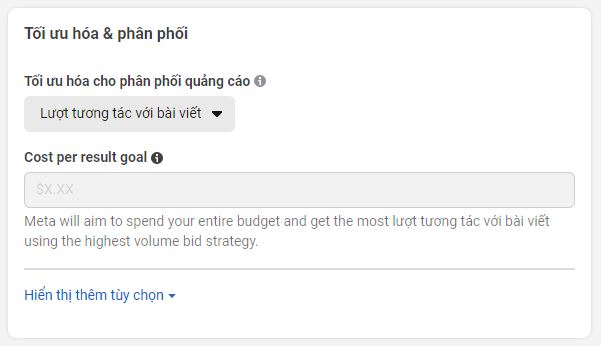 chọn tối ưu hoá phân phối lượt tương tác với bài viết