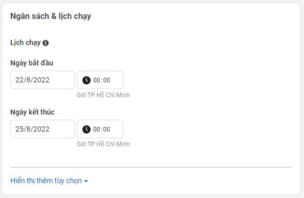 lên lịch chạy quảng cáo Facebook cho chiến dịch tương tác bài viết