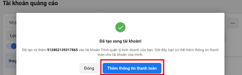Thêm tài khoản quảng cáo