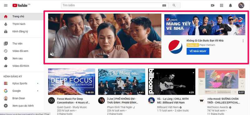 Hình minh họa quảng cáo Masthead Ads