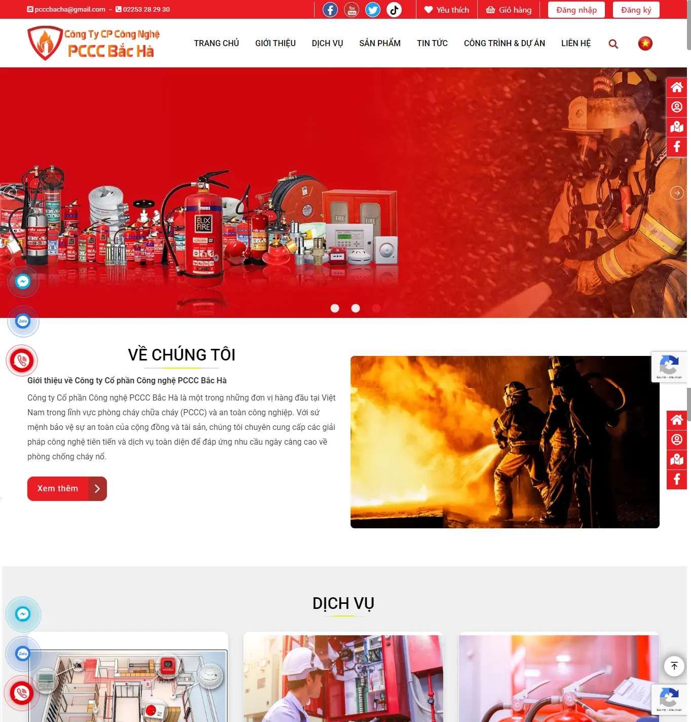 Thiết kế website Công ty CP Công nghệ PCCC Bắc Hà