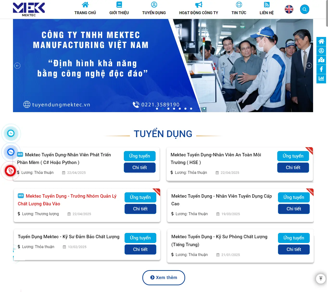 Thiết kế website Công ty Mektec Manufacturing Việt Nam