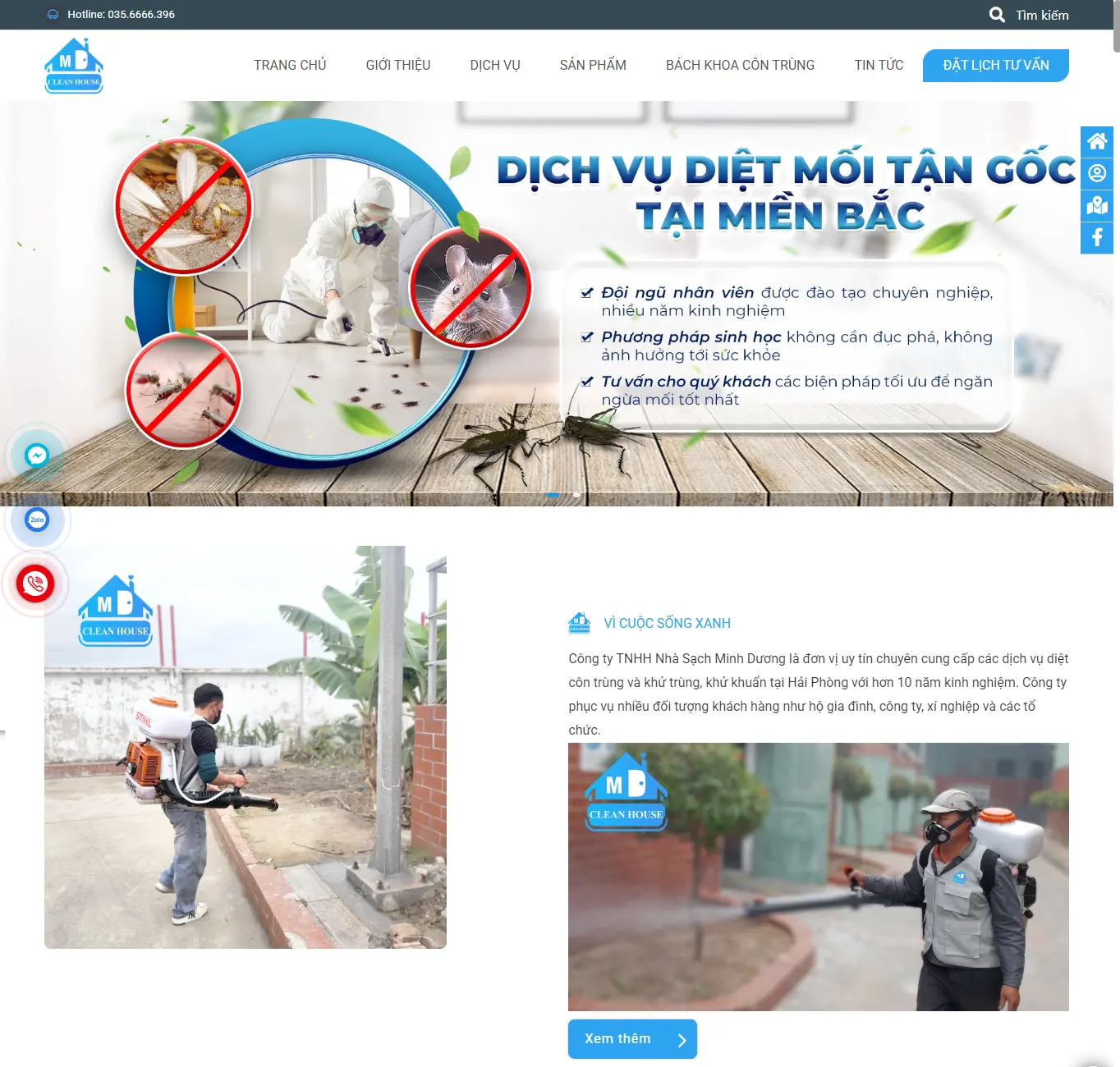 Thiết kế web Công ty nhà sạch Minh Dương