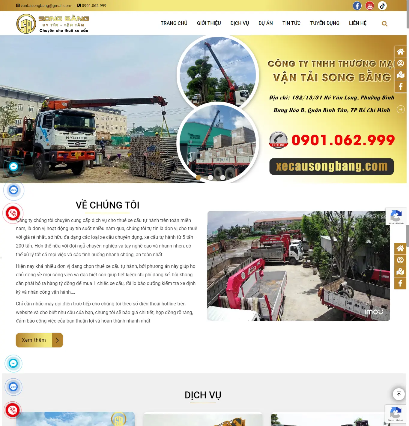 Thiết kế web Công ty Thương mại vận tải Song Bằng