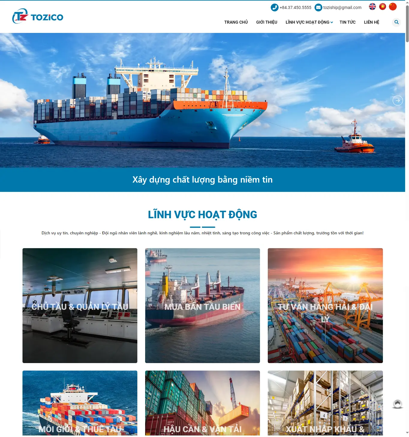 Thiết kế web Công Ty Cổ Phần Quốc Tế Tozi