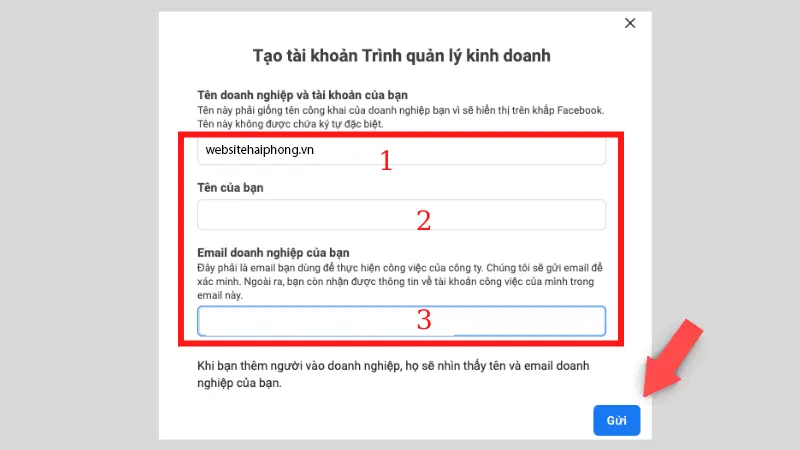 Tạo tài khoản doanh nghiệp