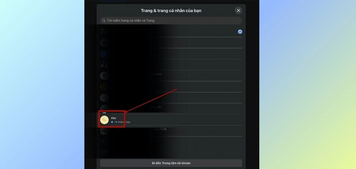 Truy cập fanpage cần kiểm tra