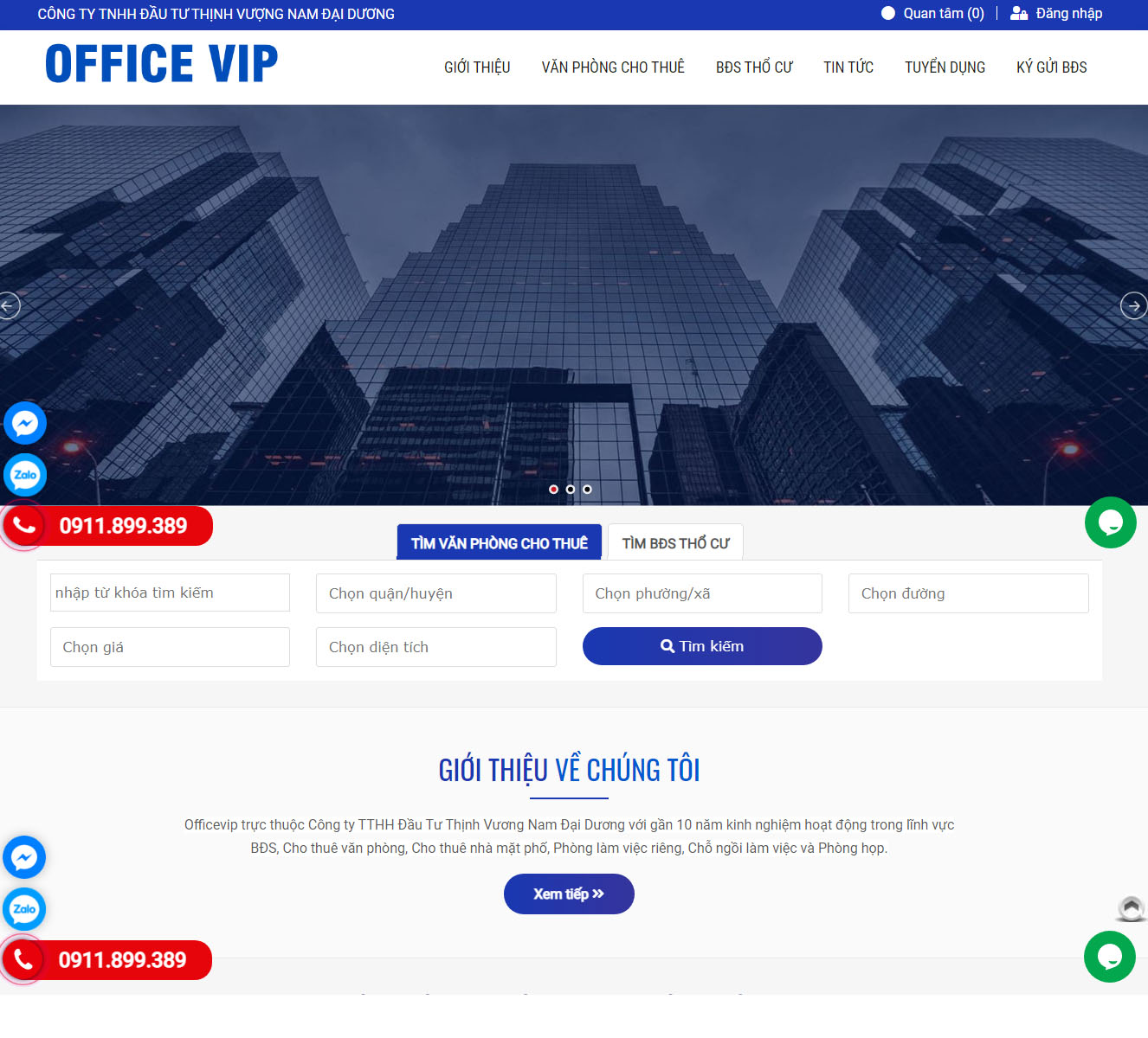 Thiết kế website Bất Động Sản Office VIP
