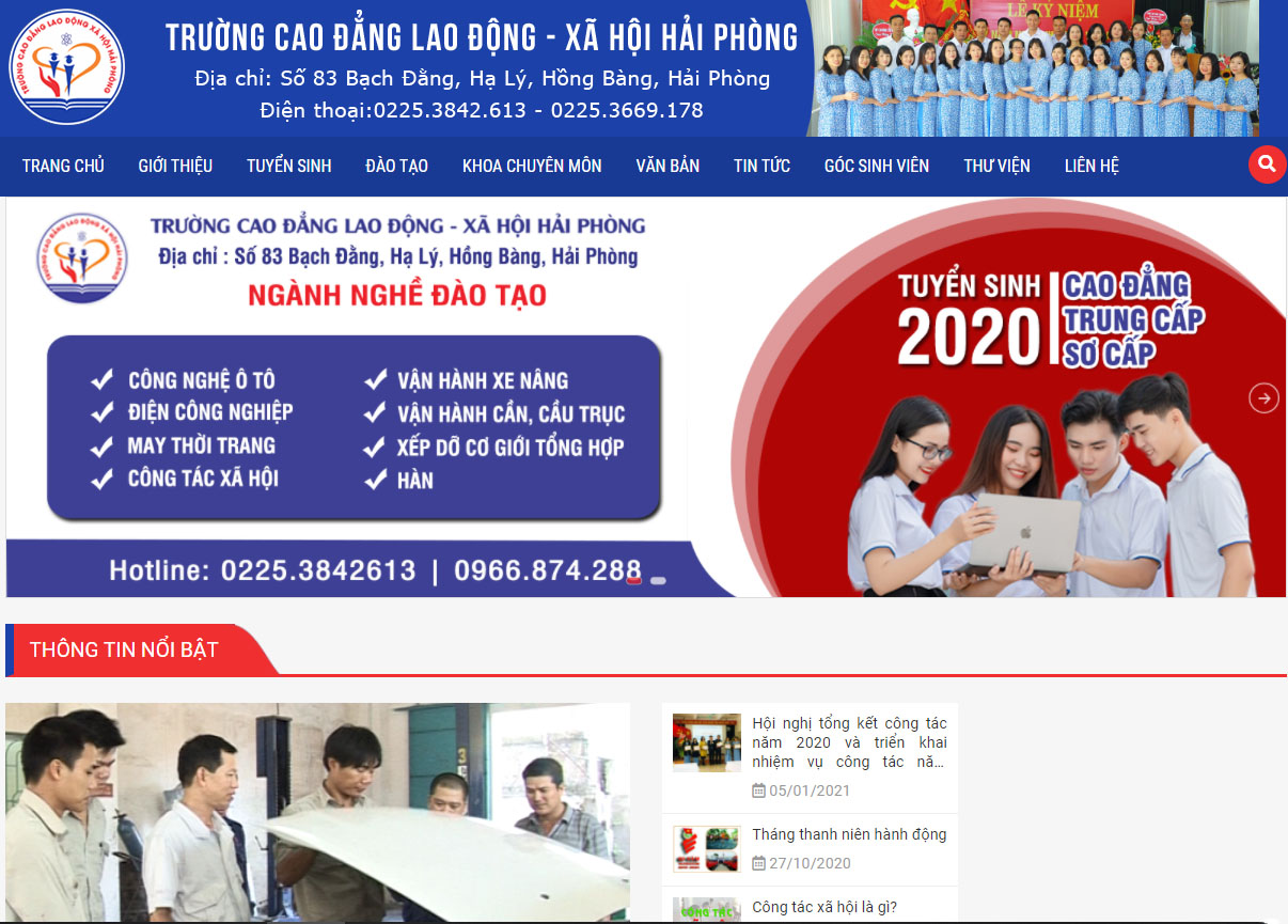 Thiết kế web Trường Cao Đẳng Lao Động Xã Hội Hải Phòng