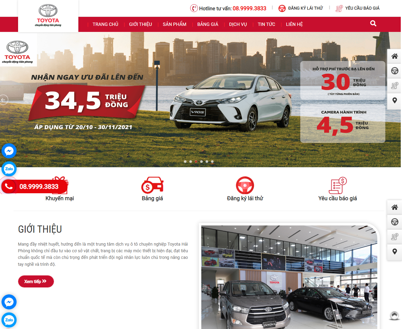 Thiết kế website Toyota Hải Phòng