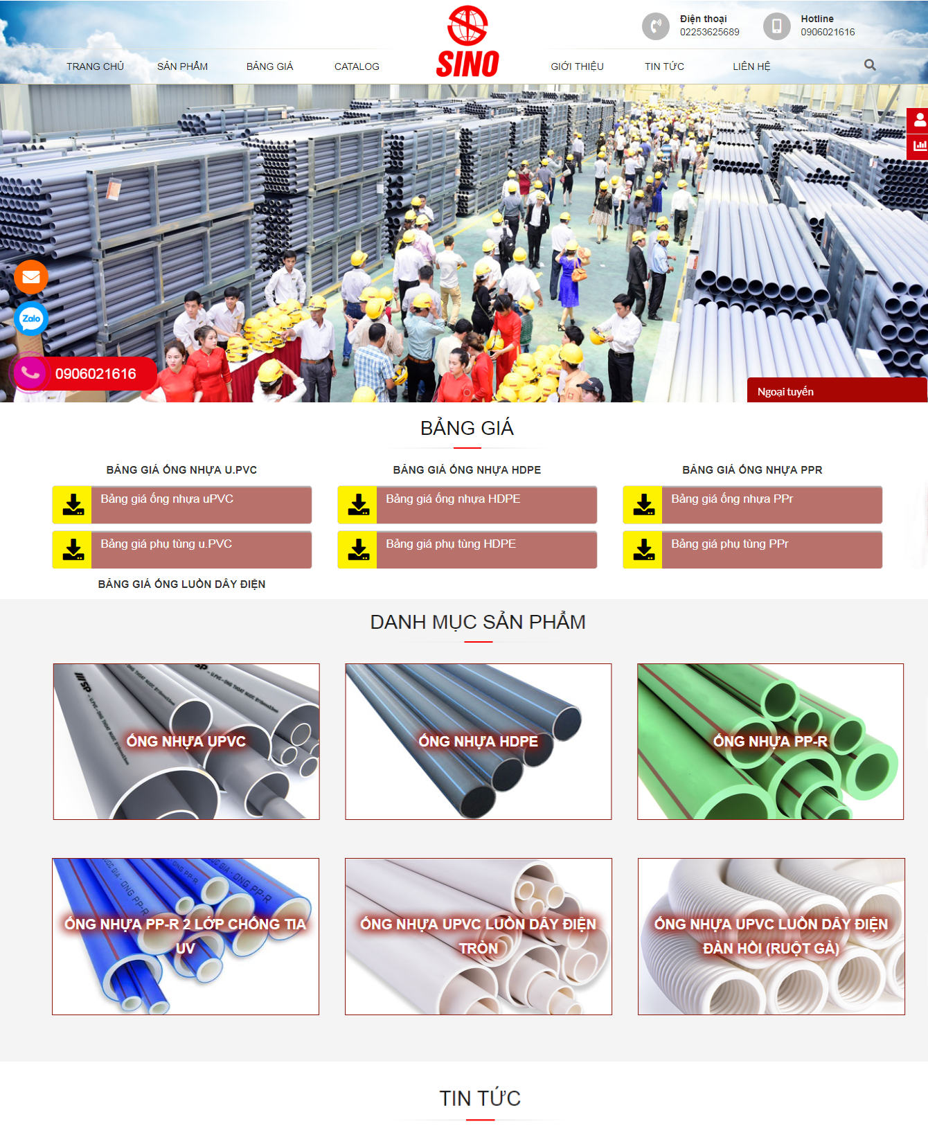 Thiết kế web Phân Phối Ống Nhựa Sino