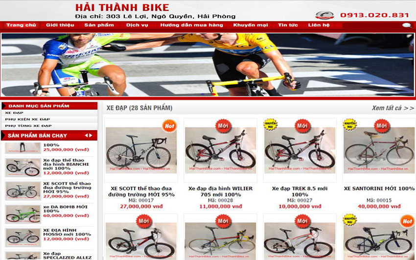 Thiết kế web Bán hàng Xe đạp Hải Thành