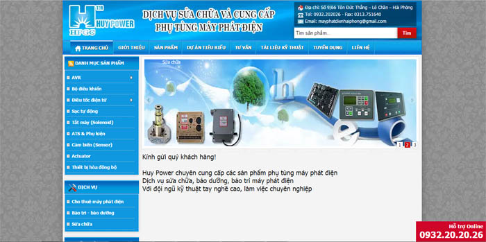 Thiết kế website Dịch vụ sửa chữa máy phát điện